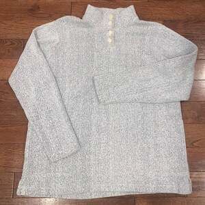 Orvis Men’s Gray Heather‎ Mock Neck 1/4 Button Pullover Sweater – Size Large